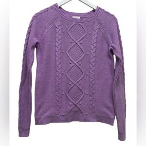 Talbots Women’s Lavender Cable Knit Sweater Long Sleeve Sz P